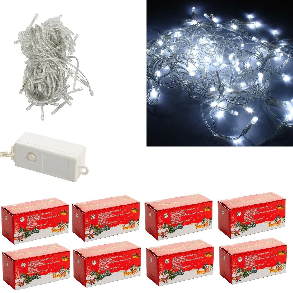 10 Pisca Pisca 100 LEDs 8 Funções Fio Transparente 10m