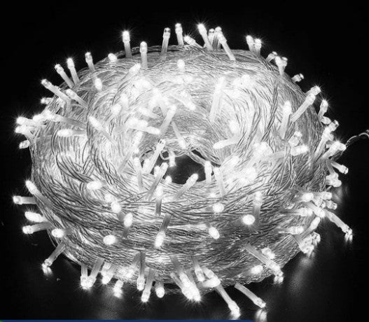 Cordão de Luz Natal Pisca Pisca 100 Led 9m 8 Funções Fio Transparente - Neverdie