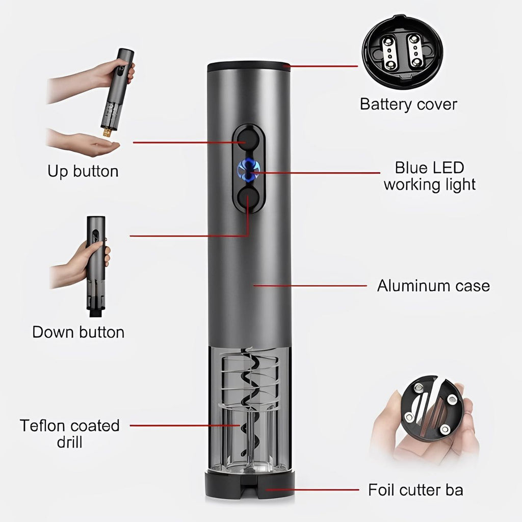 Abridor Elétrico De Vinho Garrafa - Saca Rolha Automático