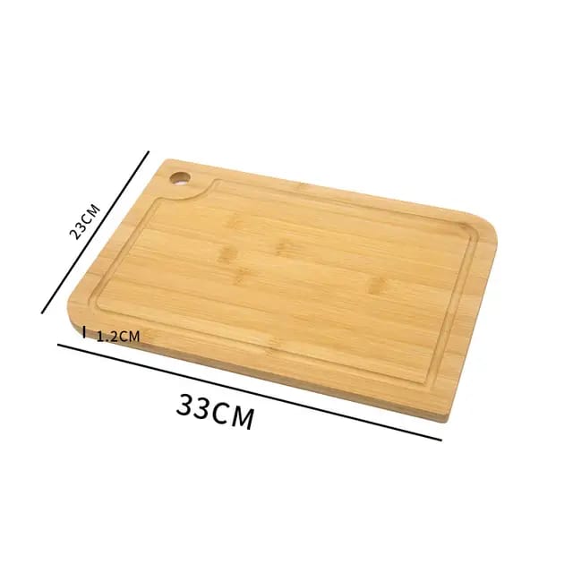 Tabua De Carne Corte Madeira Bambu Natural Com Furo De Corte Retangular