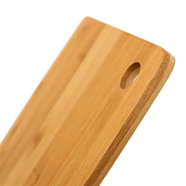 Tabua De Carne Corte Madeira Bambu Natural Com Furo De Corte Retangular