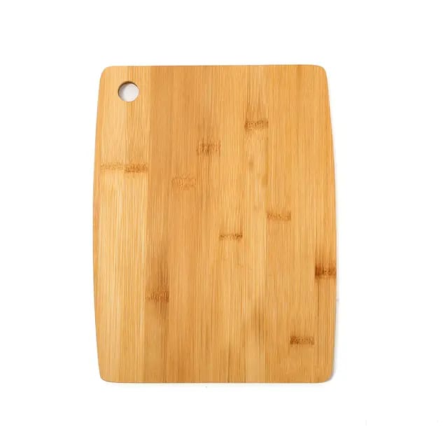 Tabua De Carne Corte Madeira Bambu Natural Com Furo De Corte Retangular