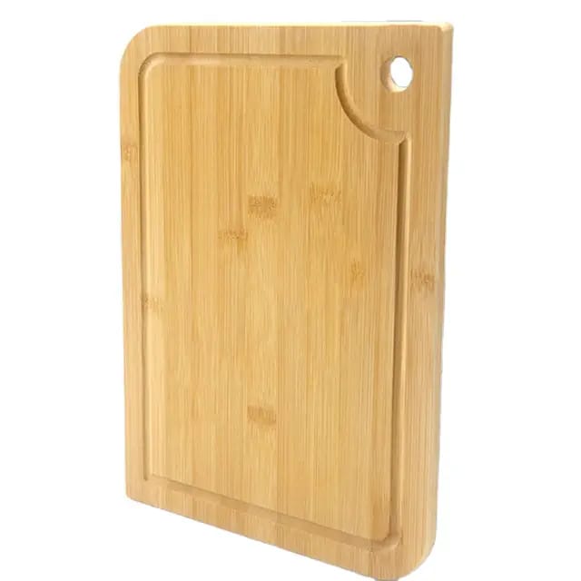 Tabua De Carne Corte Madeira Bambu Natural Com Furo De Corte Retangular